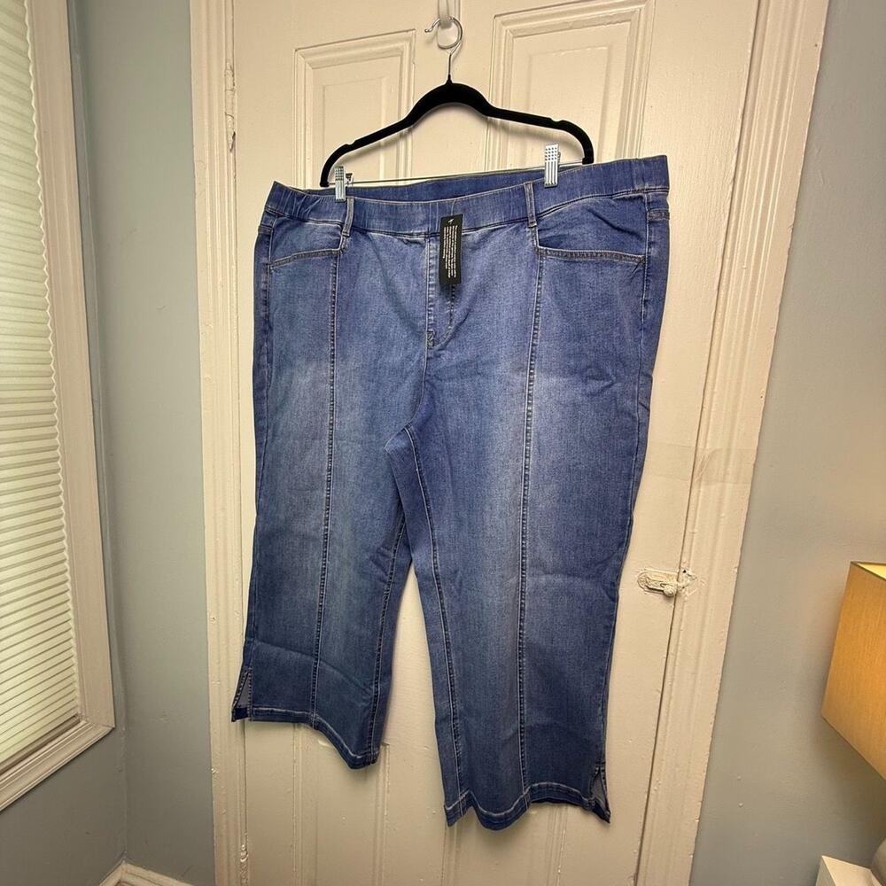 Isaac Mizrahi Live! Wide Leg Crop Denim Jeans Womens Size 26W Indigo NWOT